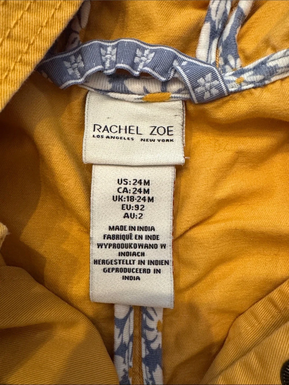 Rachel Zoe Girls' Mustard Yellow Hooded Jacket